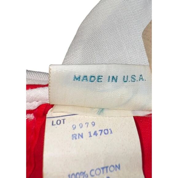 Vintage Nannette Red Velveteen Baby Romper White Deer Applique 3-6 Mo Made in US - Picture 7 of 11